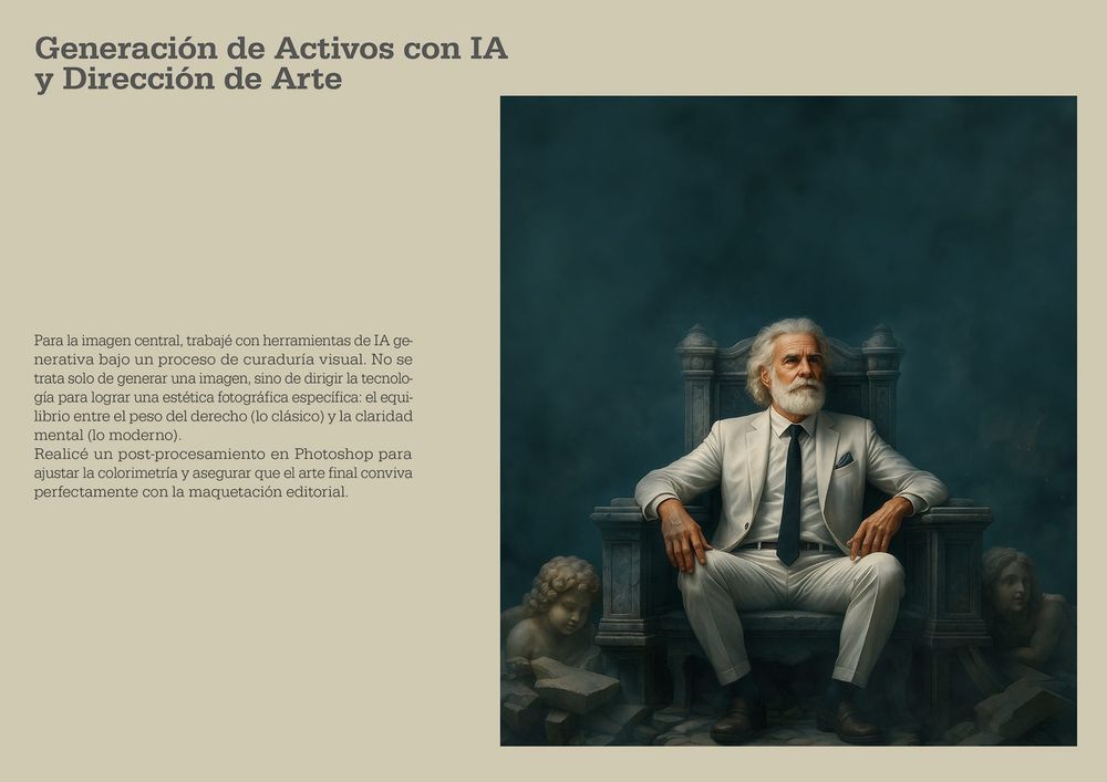 Activos visuales del libro Abogacía Estoica generados con IA bajo dirección de arte