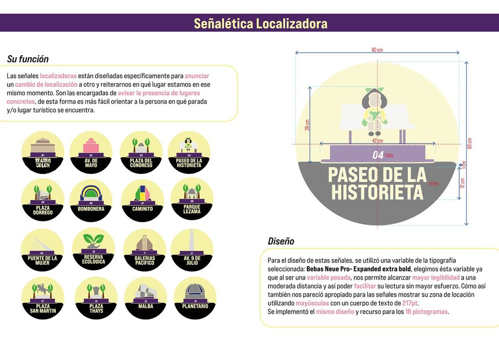 Señal localizadora del sistema aplicada en la vía pública