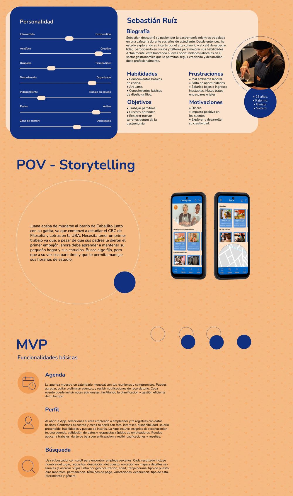 Panel de definición de Cooking Jobs: punto de vista, storytelling y alcance del MVP