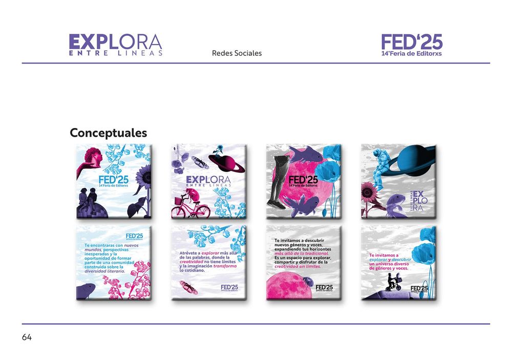 Sistema de piezas de FED’25 para redes sociales