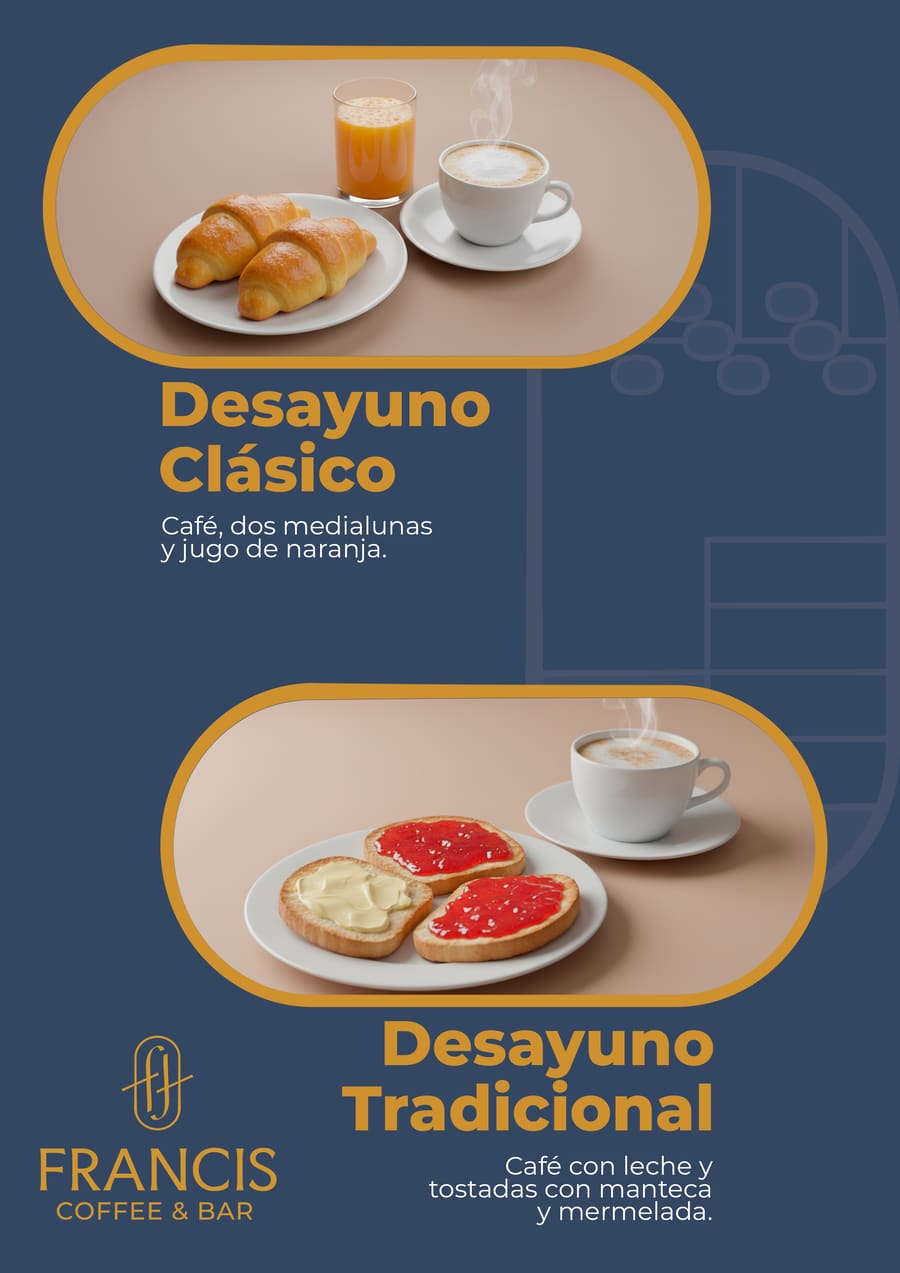 Afiche de los desayunos clásico y tradicional de Francis