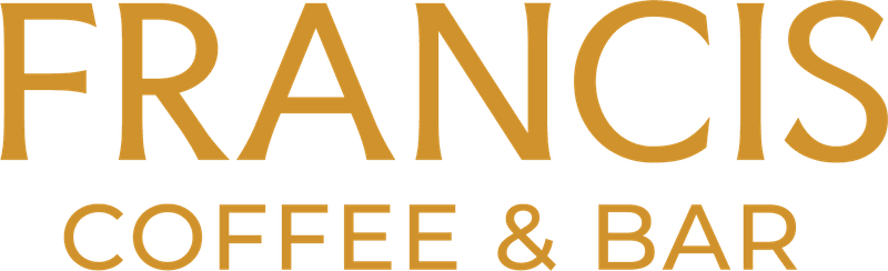Logotipo de Francis Coffee & Bar, dorado sobre negro