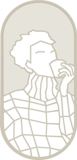 Textura en Antílope sobre fondo Dorado Mate: la ilustración de la persona tomando café