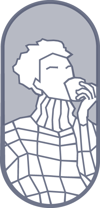 Textura en Azul Astral sobre fondo Explosión de Gris: la ilustración de la persona tomando café
